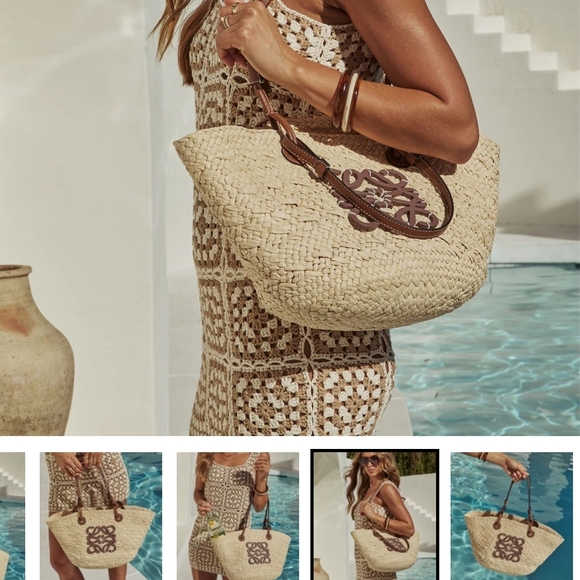 Elegant Cream Woven Tote Bag - Picture 4 of 5